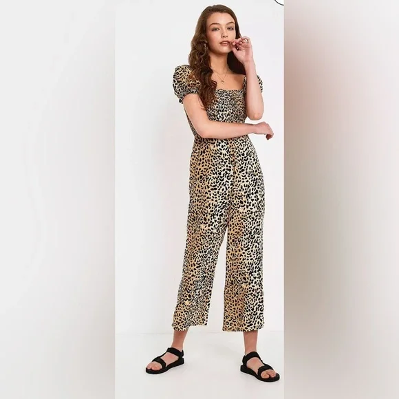 Faithfull The Brand Della Leopard Print Jumpsuit XS/2 - Picture 5 of 12